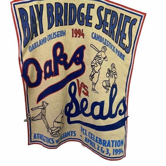 Vintage 1994 Bay Bridge Series Oaks Vs Seals T Shi - Picture 2 of 11